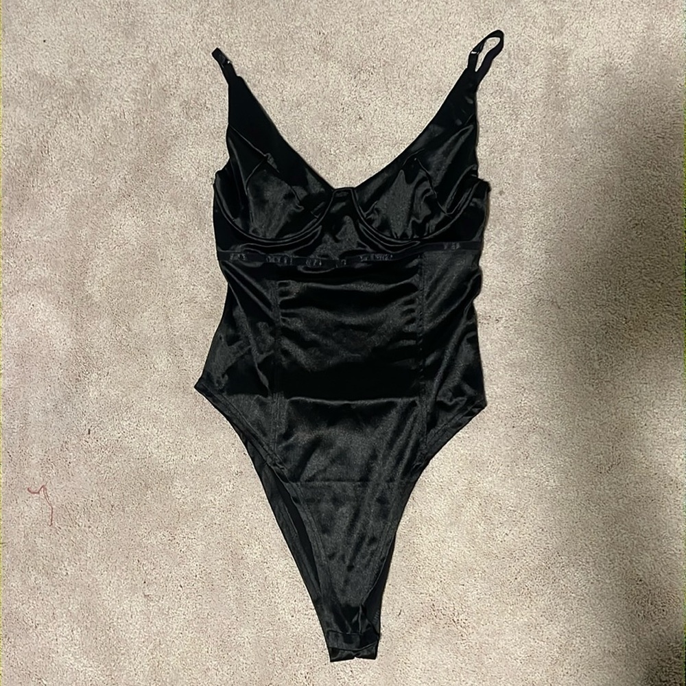 black size large satin bodysuit
